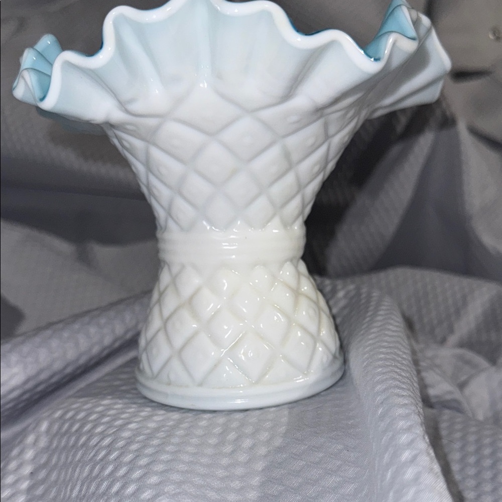 Elegant White Vase with Blue Accents
